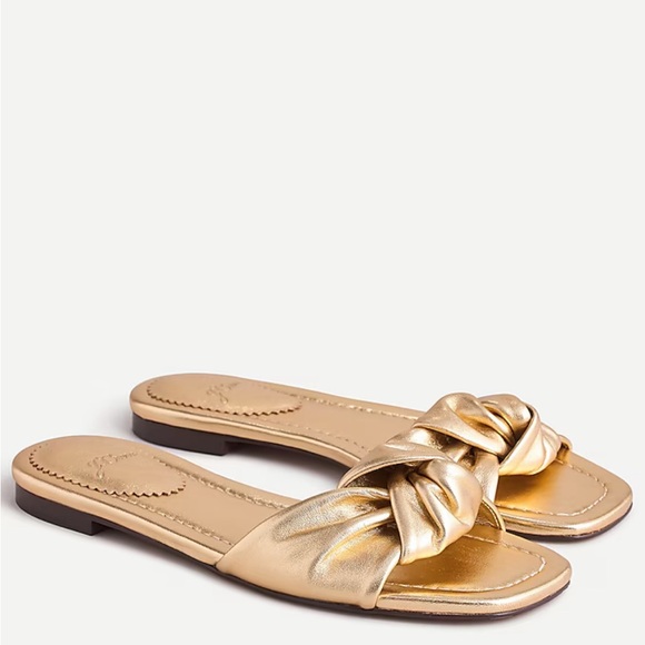 J.Crew Knotted Sandals in Metallic Leather - Picture 1 of 3